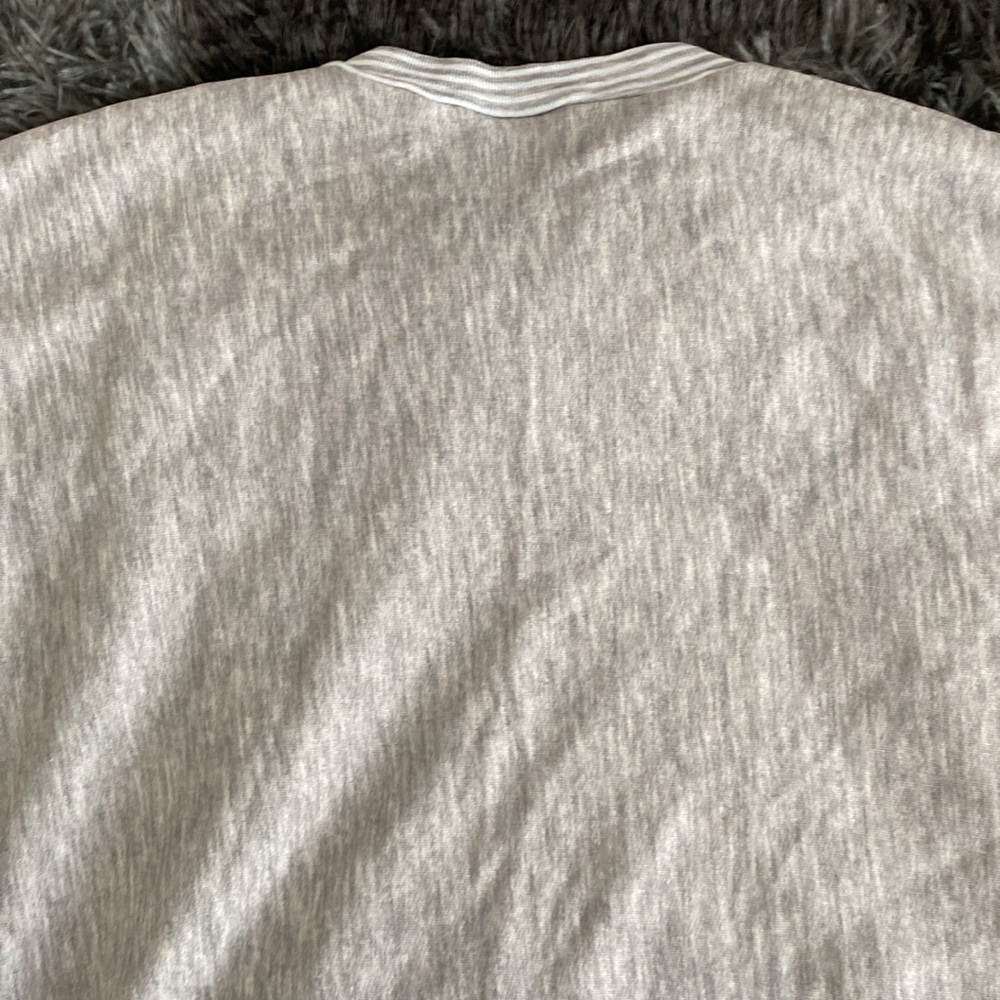 Old school light Gray and pale blue Striped winter theme crewneck Sweater - Picture 13 of 17